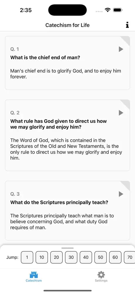 Catechism for Life screenshot (iPhone)
